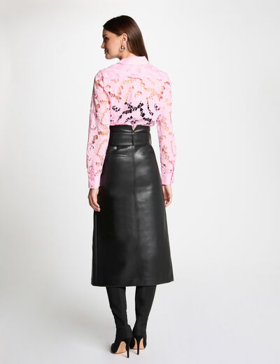 Camisa manga larga rosa claro mujer