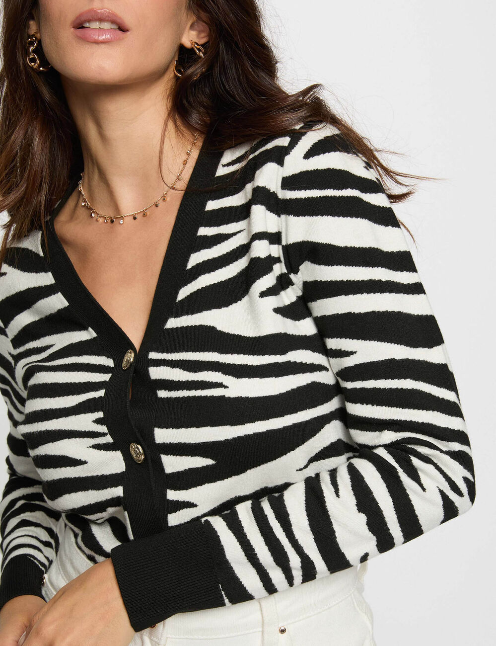 Chaleco cropped con cuello en V negro mujer