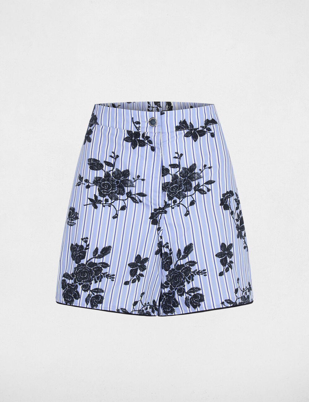 Pantal&oacute;n corto ancho de popelina multicolor mujer