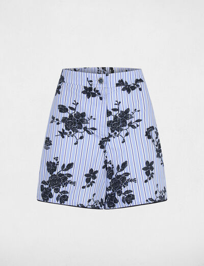 Pantal&oacute;n corto ancho de popelina multicolor mujer