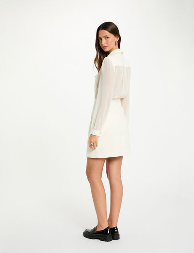 Vestido corto de tweed crudo mujer