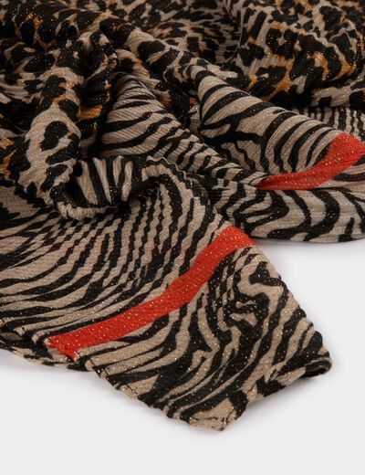 Fular plisado estampado multicolor mujer