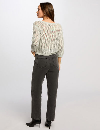 Jersey calado manga 3/4 verde claro mujer