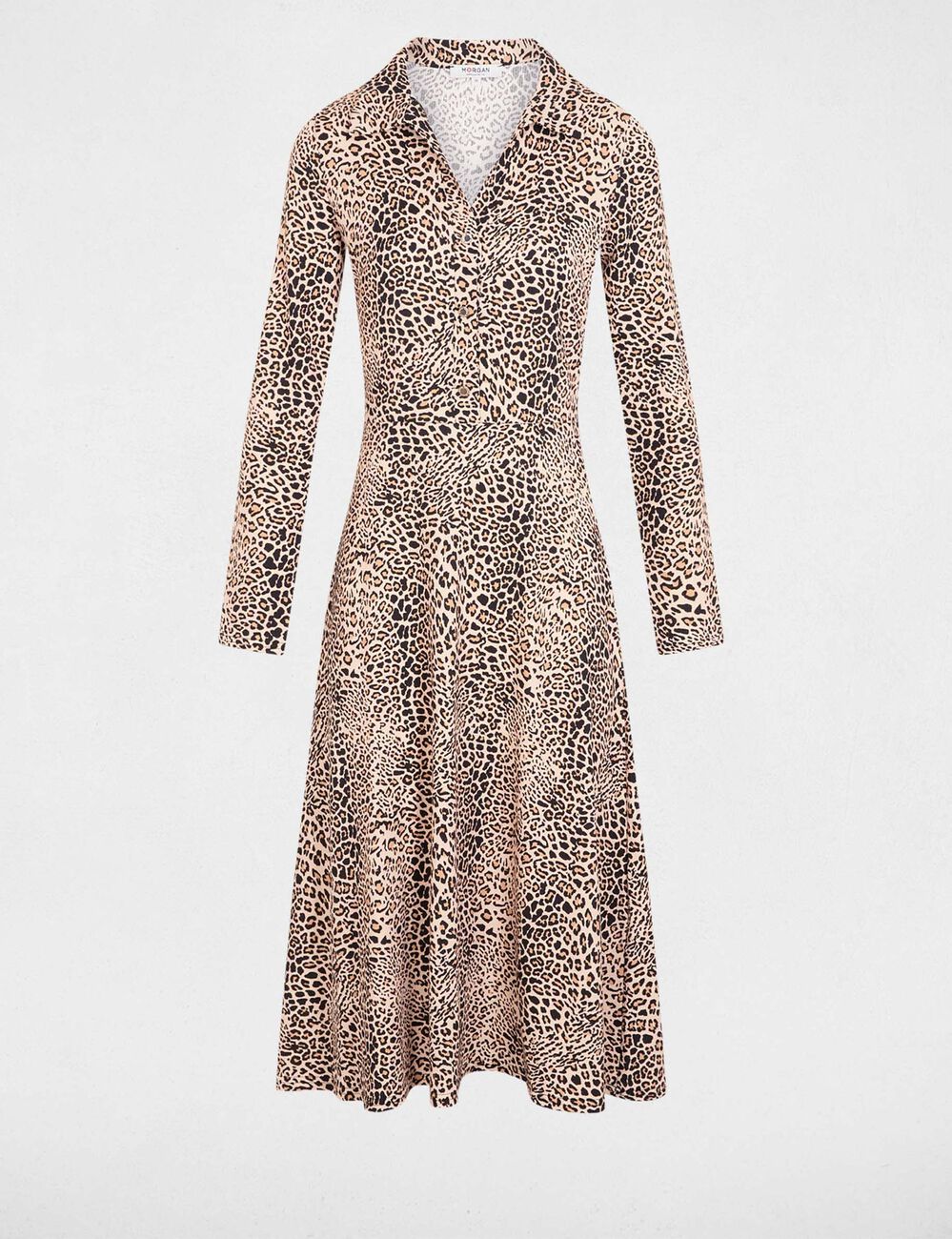 Vestido camisero estampado multicolor mujer