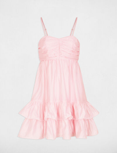 Vestido corto de tul rosa pastel mujer