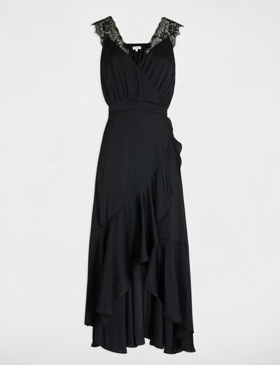 Vestido largo recto holgado negro mujer