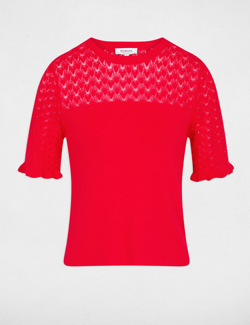 Jersey de mangas cortas rojo mujer