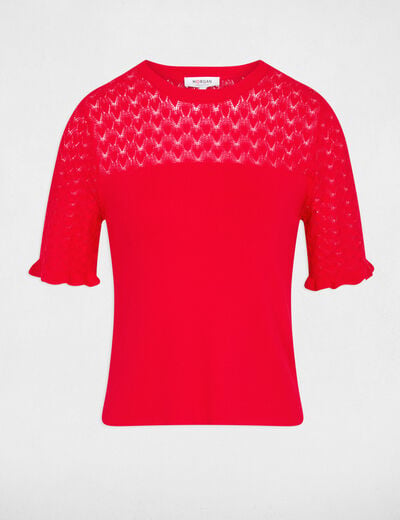 Jersey de mangas cortas rojo mujer