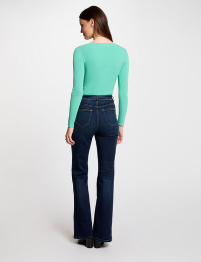Jersey de manga larga punto fino botones verde menta mujer