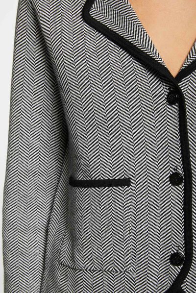 Chaqueta de punto estampado chevron negro mujer