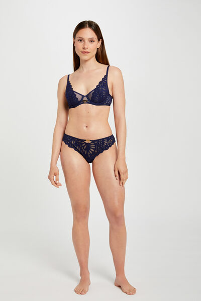 Slip de encaje marino mujer