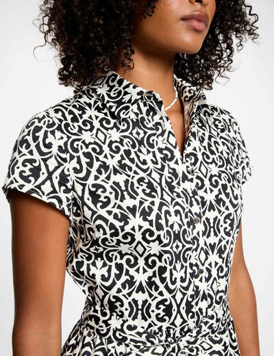Vestido corto evasé estampado multicolor mujer