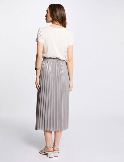 Falda larga plisada couleur argent mujer