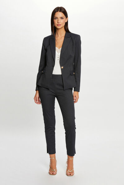 Chaqueta entallada con rayas gris anthracite mujer