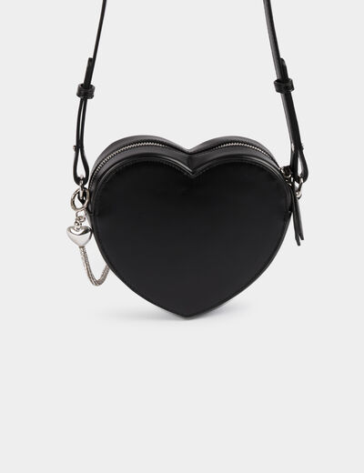 Bolso forma de corazon negro mujer