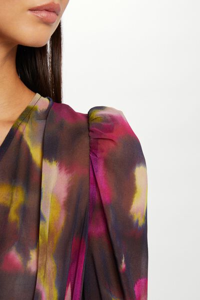 Vestido cruzado estampado abstracto multico mujer