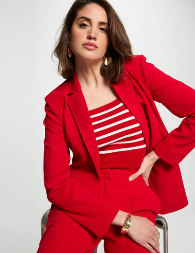 Americana entallada abotonada rojo mujer