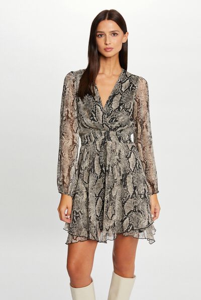 Vestido acampanado estampado de pitón multico mujer