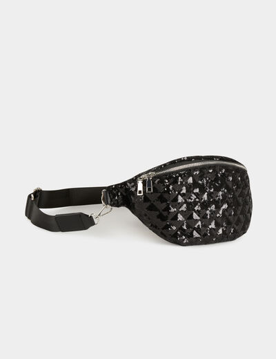 Riñonera con lentejuelas negro mujer
