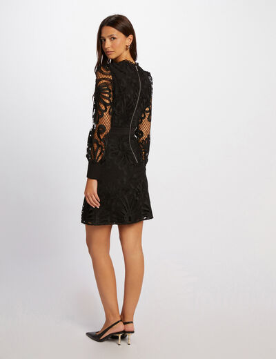 Vestido corto ajustado encaje negro mujer