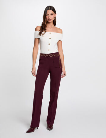 Pantalón boot-cut ciruela mujer