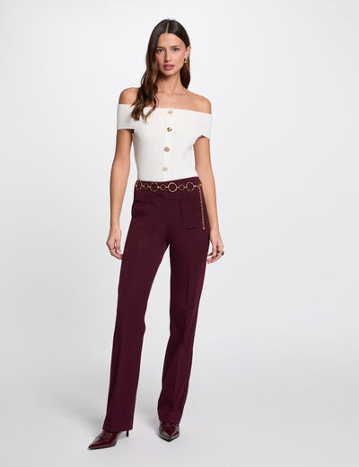 Pantalón boot-cut ciruela mujer