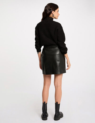 Falda corta cuero sintético negro mujer