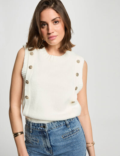 Jersey sin mangas blanco mujer