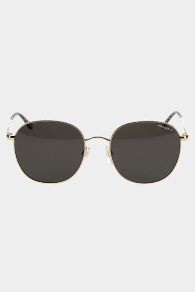 Gafas de sol redondeadas beige mujer