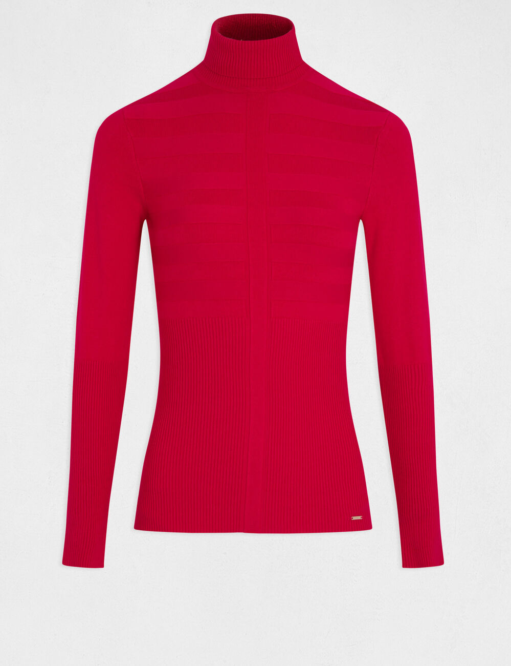 Jersey de cuello alto ajustado rosa medio mujer
