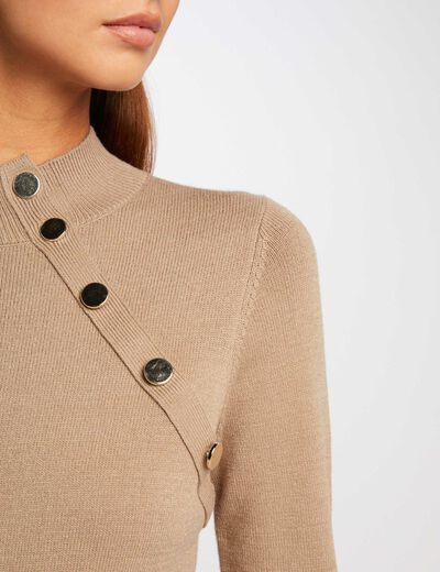 Jersey manga larga botones decorativos topo mujer