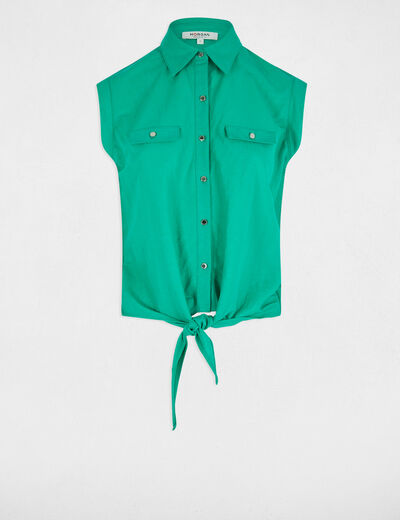 Blusa sin mangas verde emeralda mujer