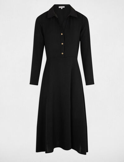 Vestido midi recto holgado negro mujer