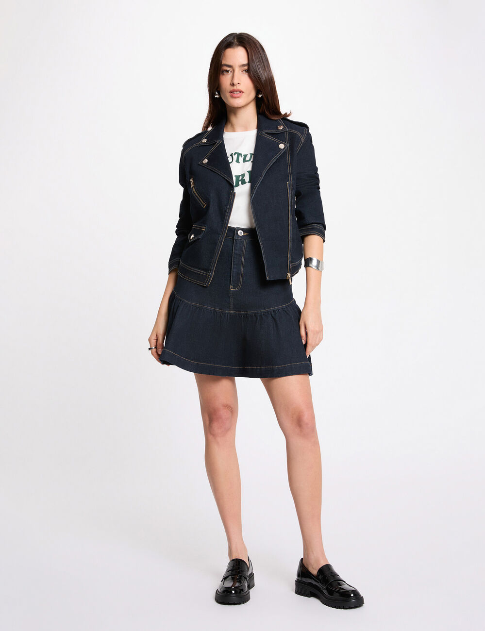 Chaqueta vaquera oversize azul mujer