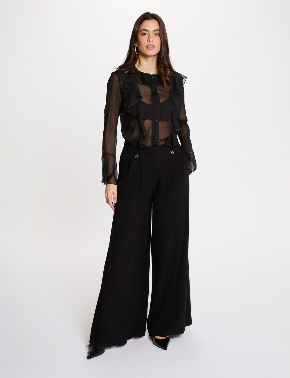 Camisa fluida negro mujer