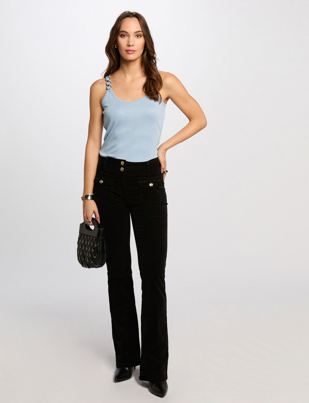 Top con tirantes finos azul cielo mujer