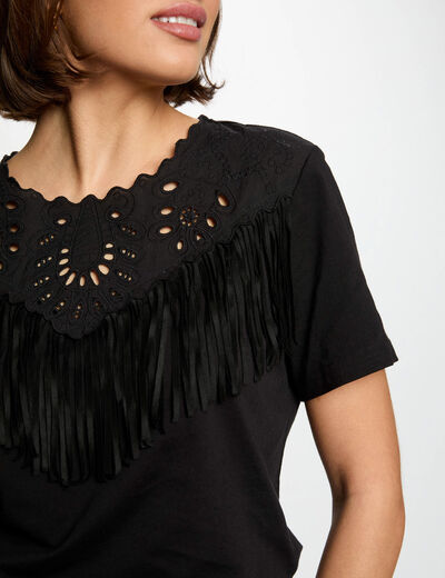Camiseta de manga corta negro mujer