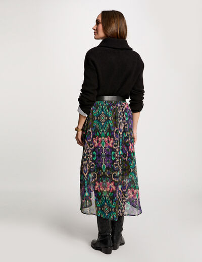 Falda cruzada estampada multicolor mujer