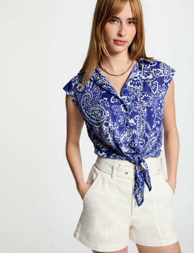Camisa manga corta multicolor mujer