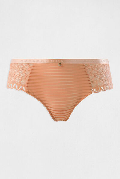 Shorty de encaje beige mujer