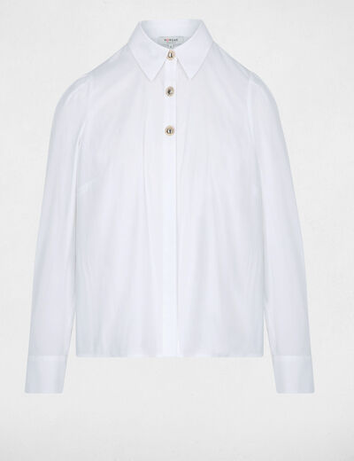 Camisa con cuello vuelto blanco mujer