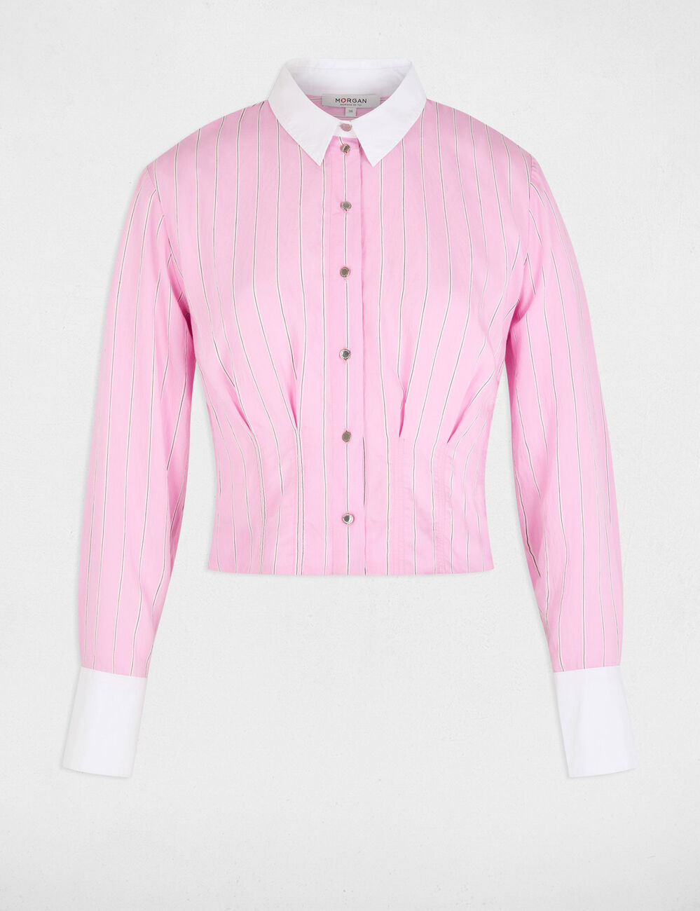 Camisa ajustada cuello v rosa mujer