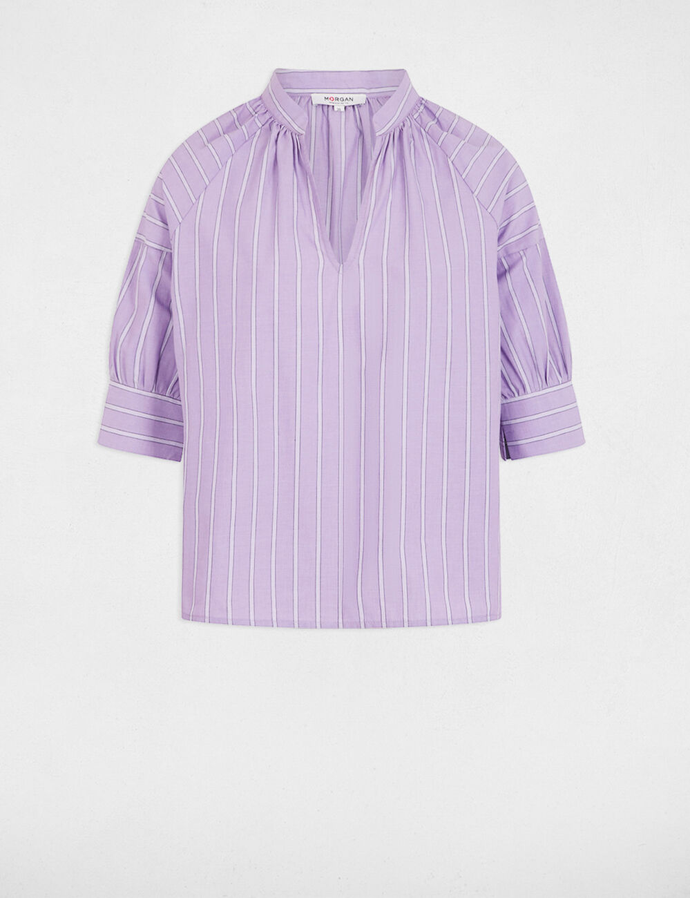 Blusa de rayas con cuello en v multicolor mujer