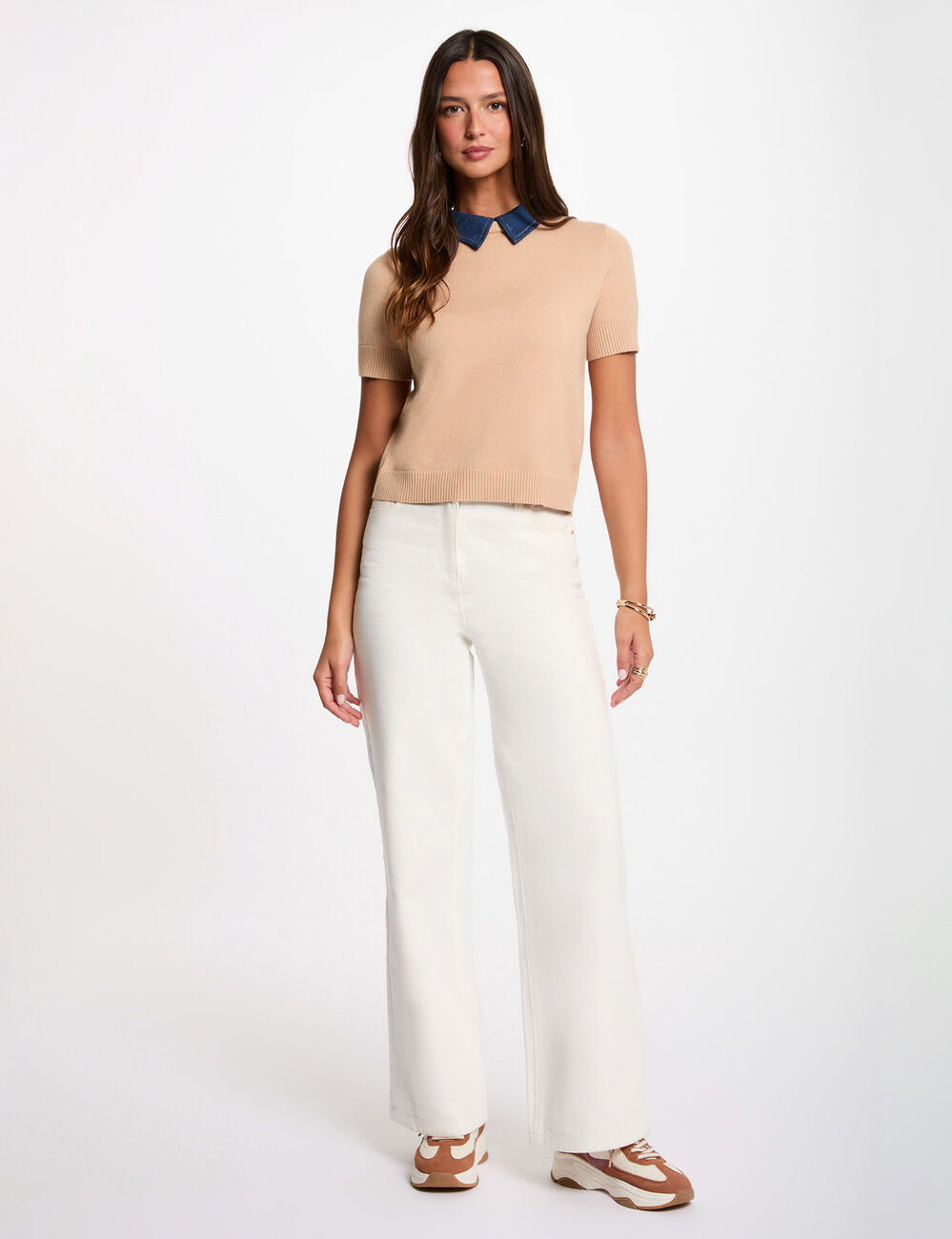 Jersey con cuello vuelto c&aacute;mel mujer