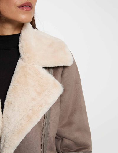 Chaqueta de antelina topo mujer