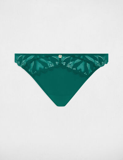 Tanga de encaje verde mujer