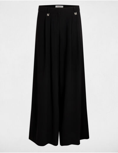 Pantalón pernera ancha holgado negro mujer