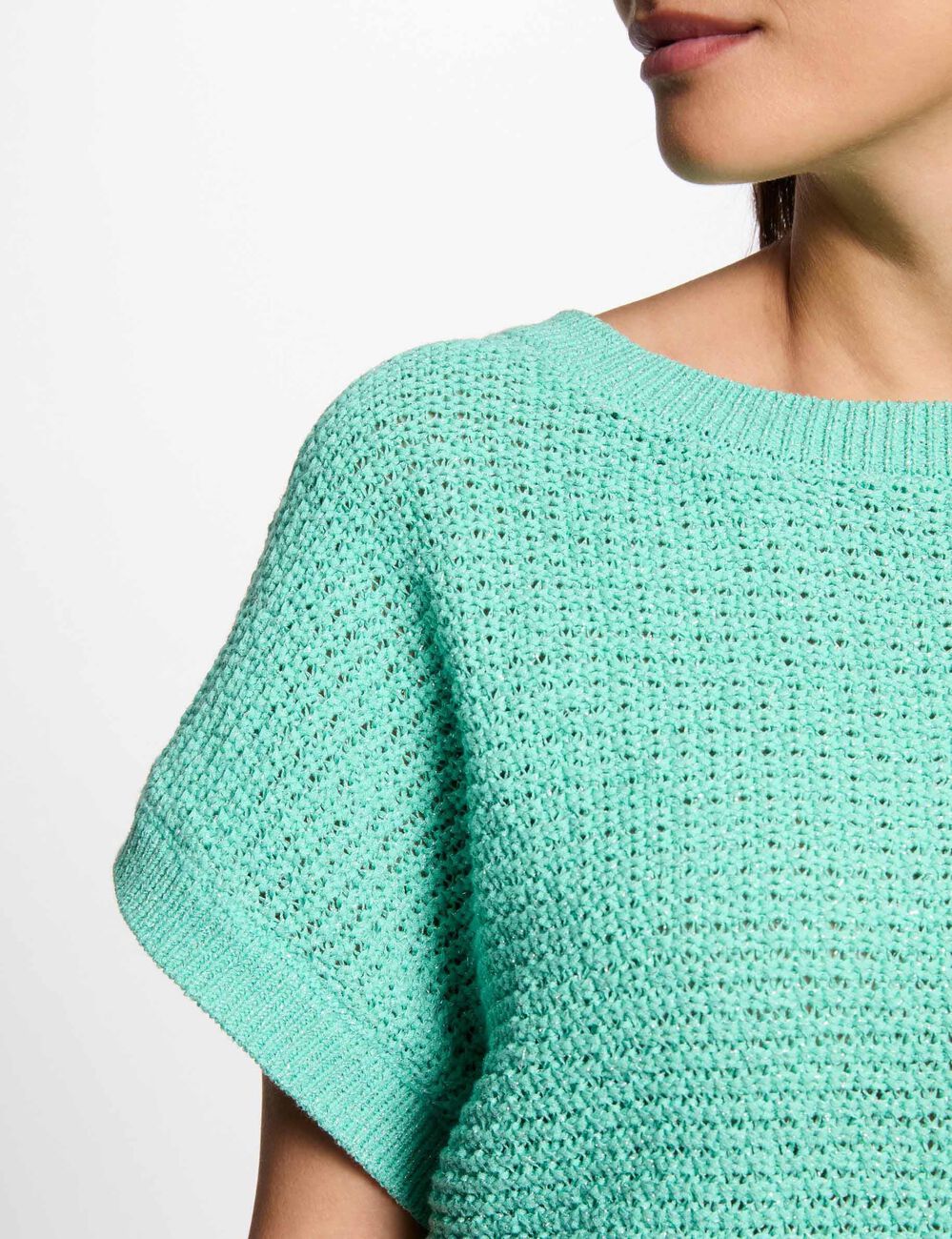 Jersey manga corta verde emeralda mujer