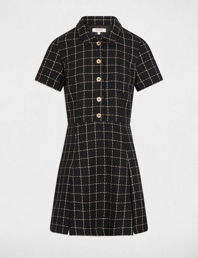 Vestido ajustado con pliegues negro mujer