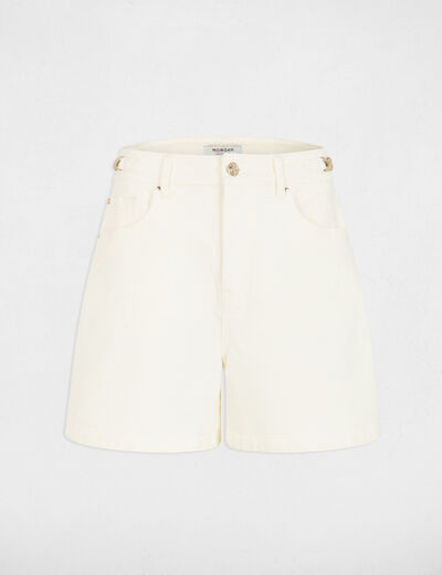 Pantal&oacute;n corto de tiro alto blanco mujer